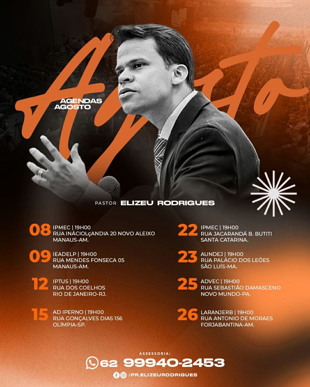 AGENDA MENSAL PR. ELIZEU RODRIGUES